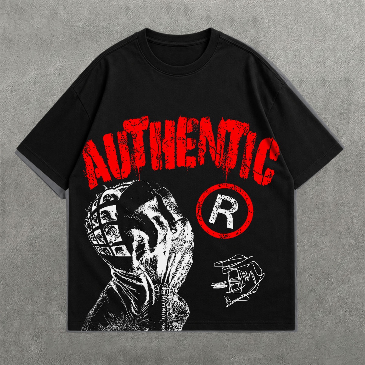 Deez Prints No Friends Drop Shoulder Tee detail view — DROP SHOULDER
