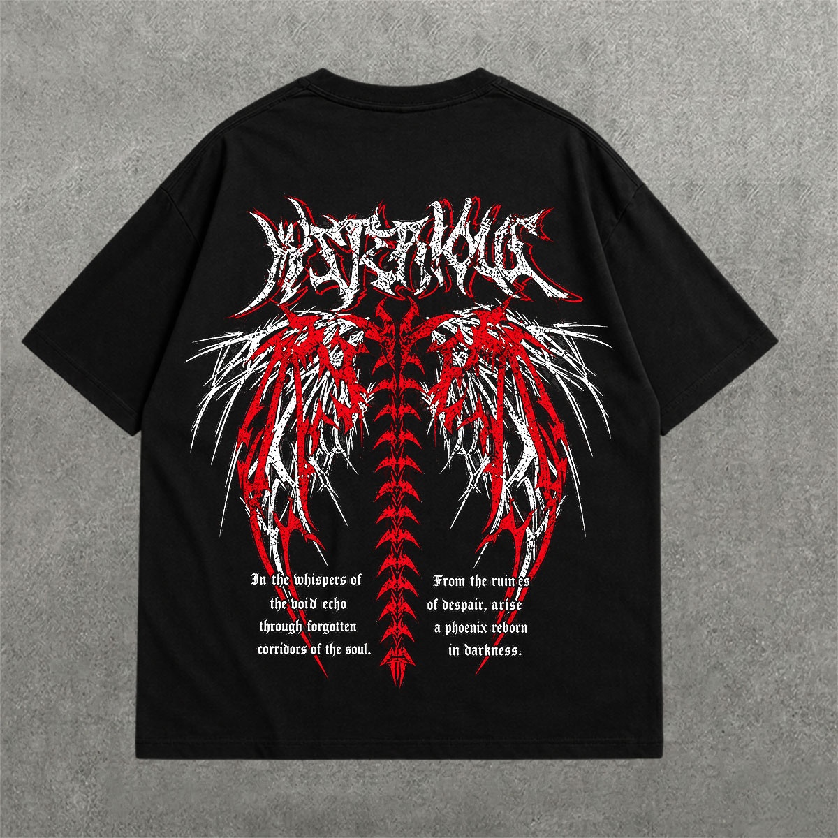 Deez Prints Ruinborn Requiem Drop Shoulder Tee detail view — DROP SHOULDER