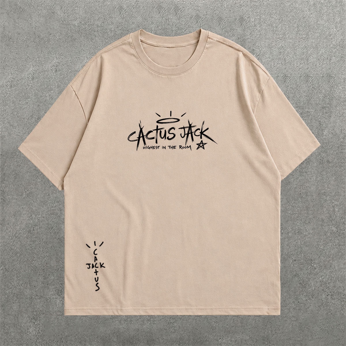Deez Prints Travis Scott Highest In The Room Drop Shoulder Tee detail view — DROP SHOULDER
