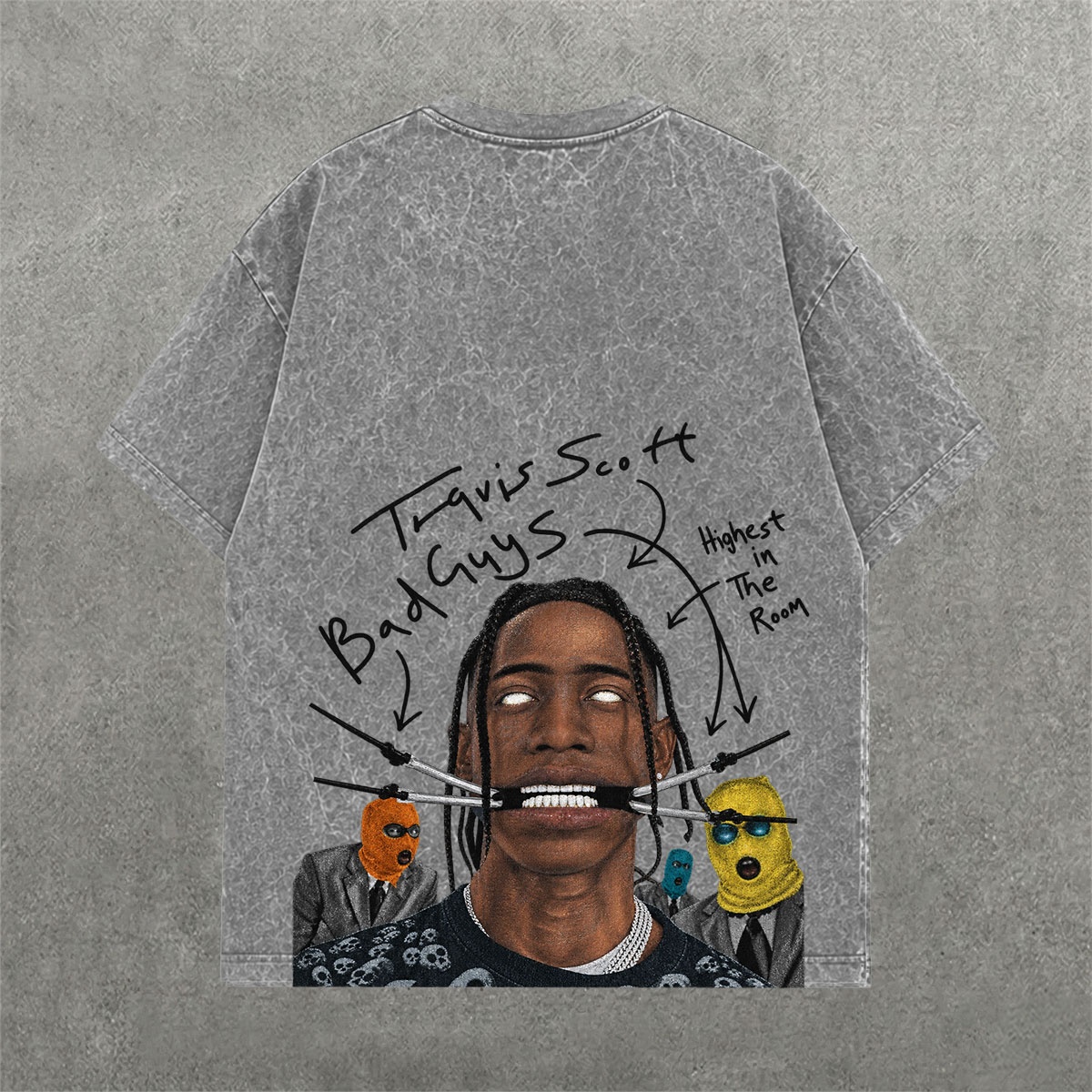 Deez Prints Travis Scott Highest In The Room Acid Wash Tee — ACID WASH