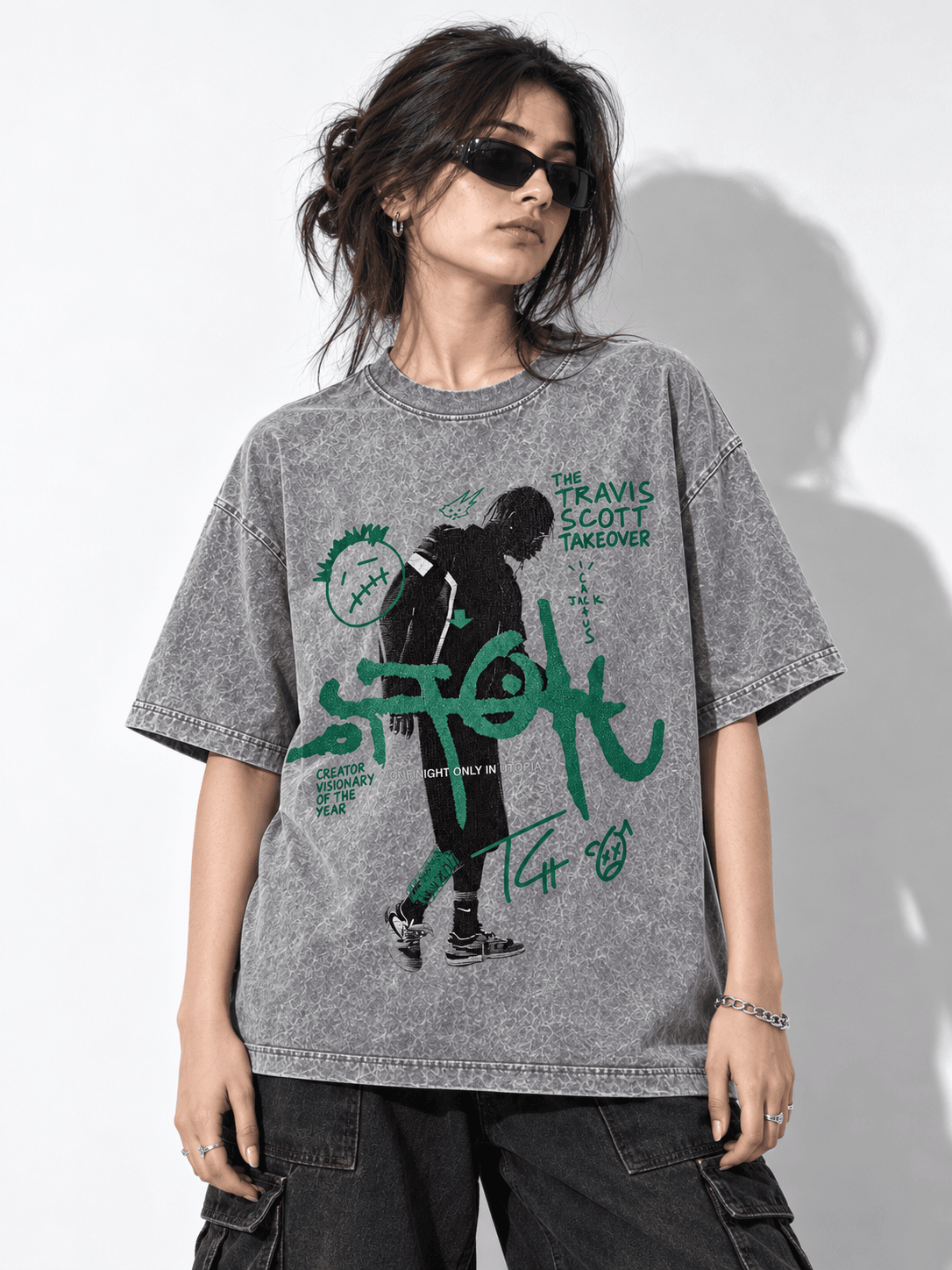 Deez Prints Travis Scott Cactus Takeover Acid Wash Tee — ACID WASH
