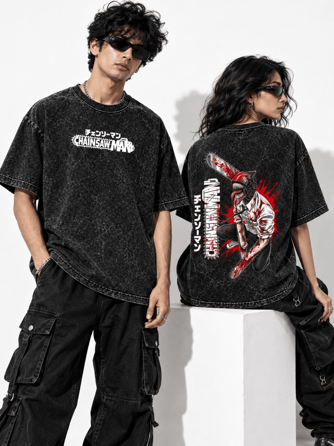 Deez Prints Denji Chainsawman Acid Wash Tee — ACID WASH