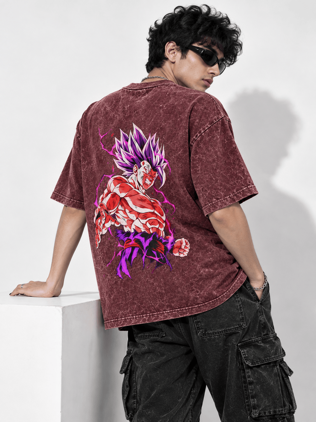 Deez Prints DBZ Goku Rage Acid Wash Tee — ACID WASH
