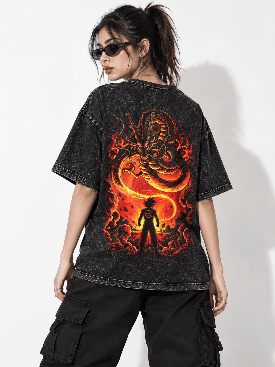 Deez Prints Goku Shenron Acid Wash Tee — ACID WASH