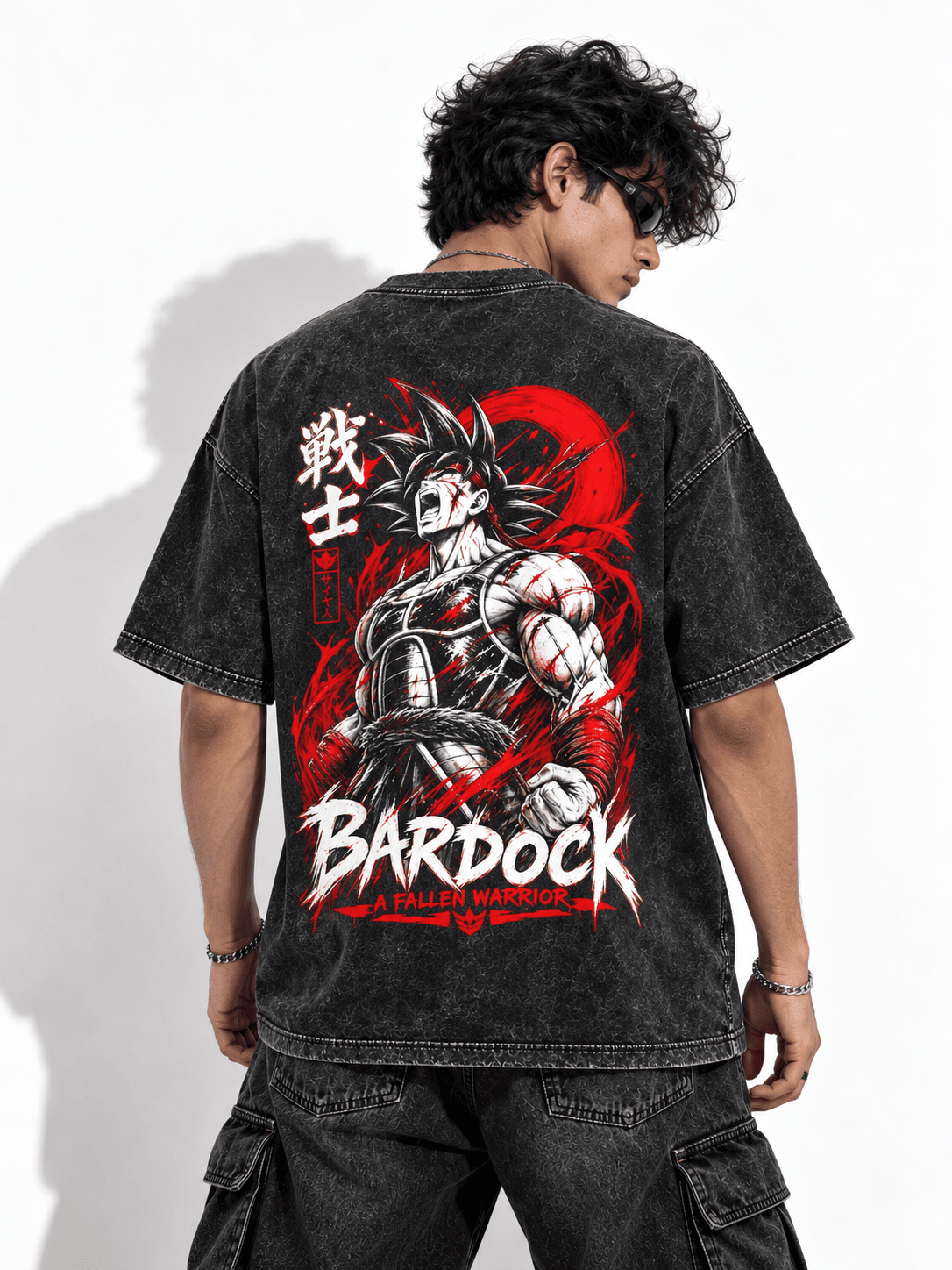 Deez Prints DBZ Bardock Fallen Warrior Acid Wash Tee — ACID WASH