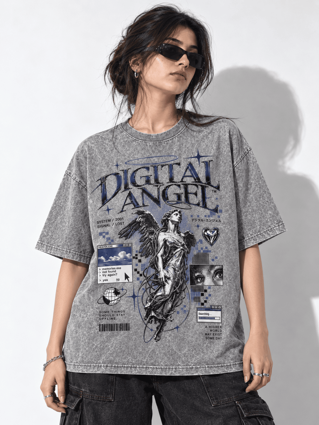 Deez Prints Digital Angel Acid Wash Tee — ACID WASH