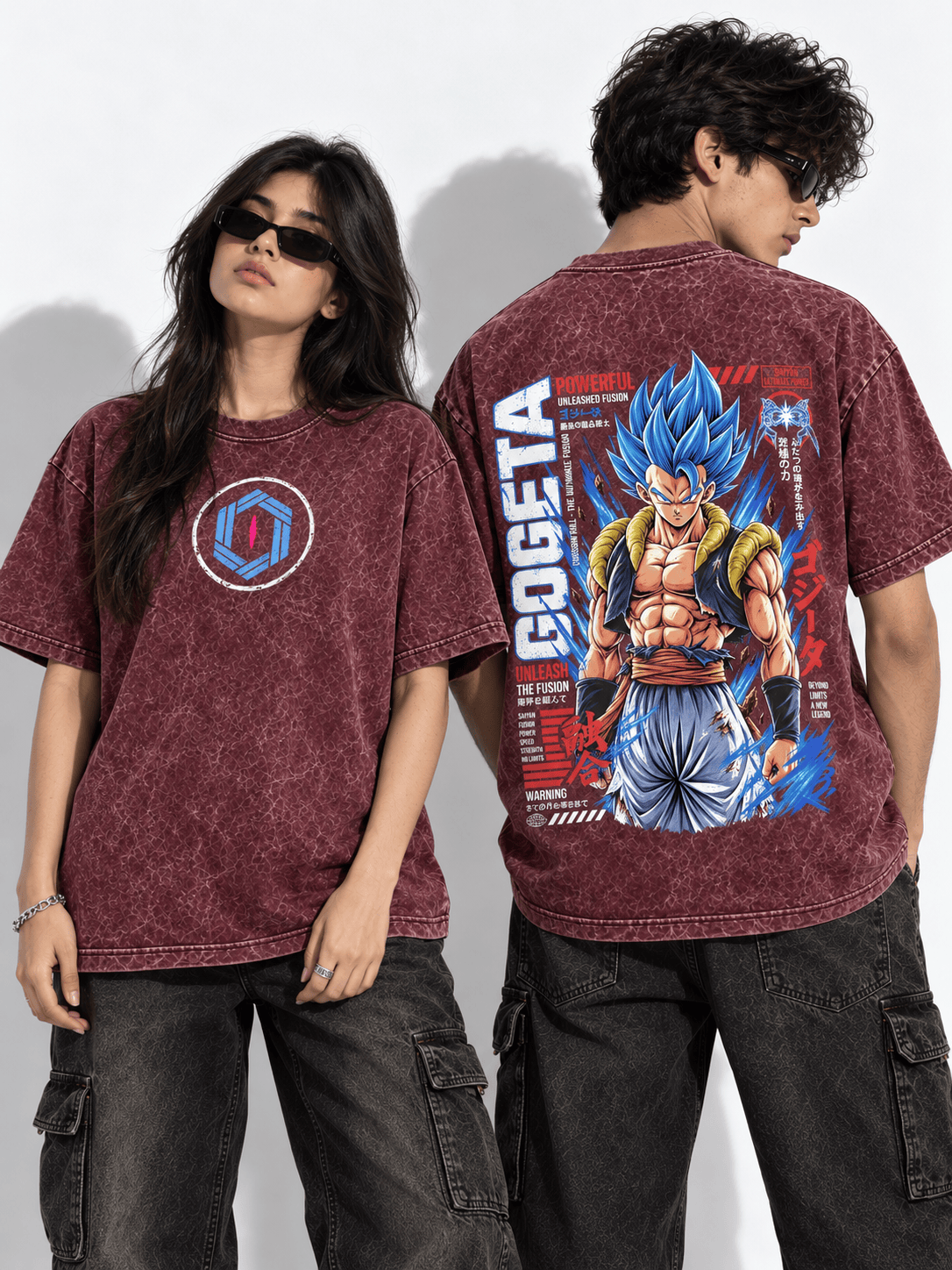 Deez Prints Gogeta Blue Fusion Acid Wash Tee — ACID WASH
