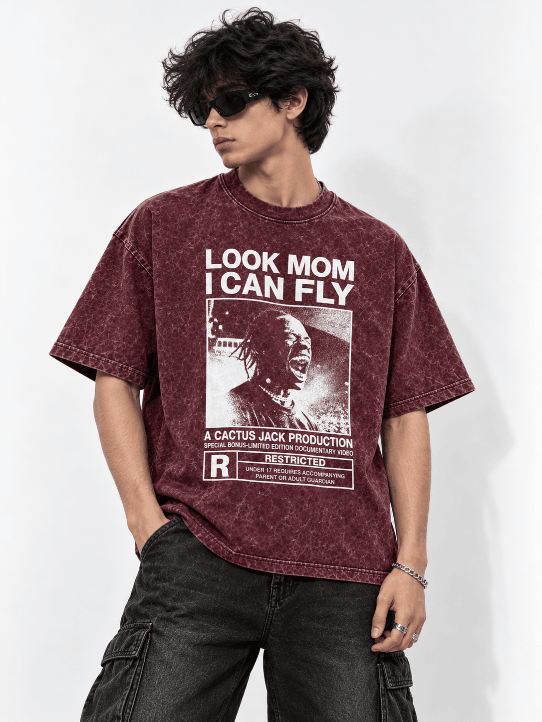 Deez Prints Look Mom I Can Fly Acid Wash Tee — ACID WASH