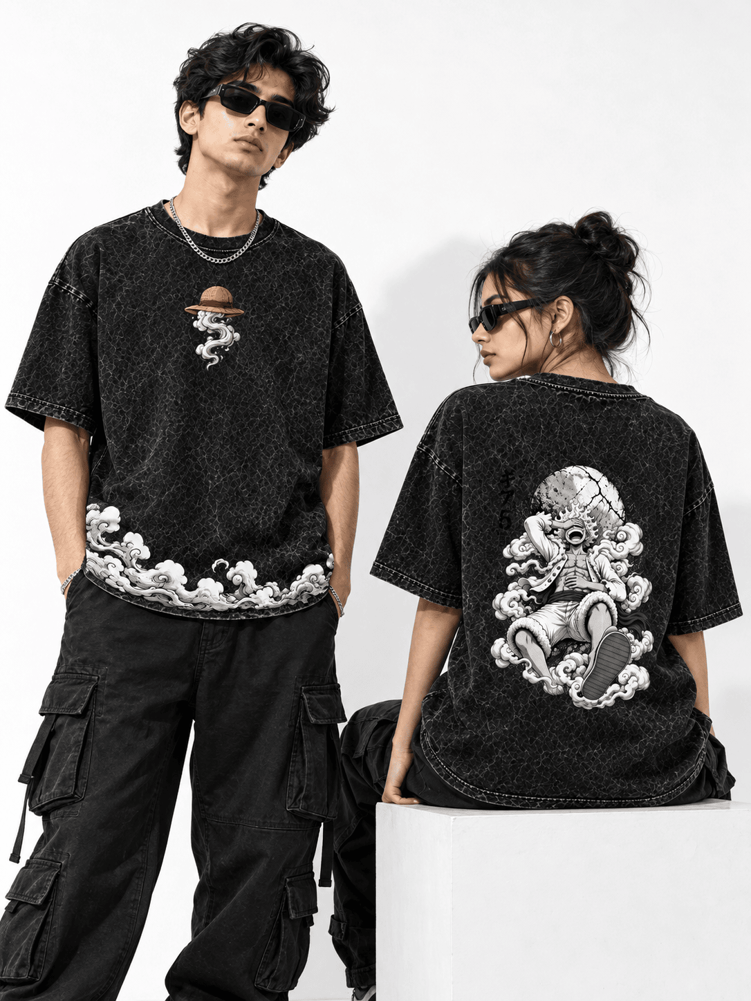 Deez Prints Luffy Gear 5 Acid Wash Tee — ACID WASH