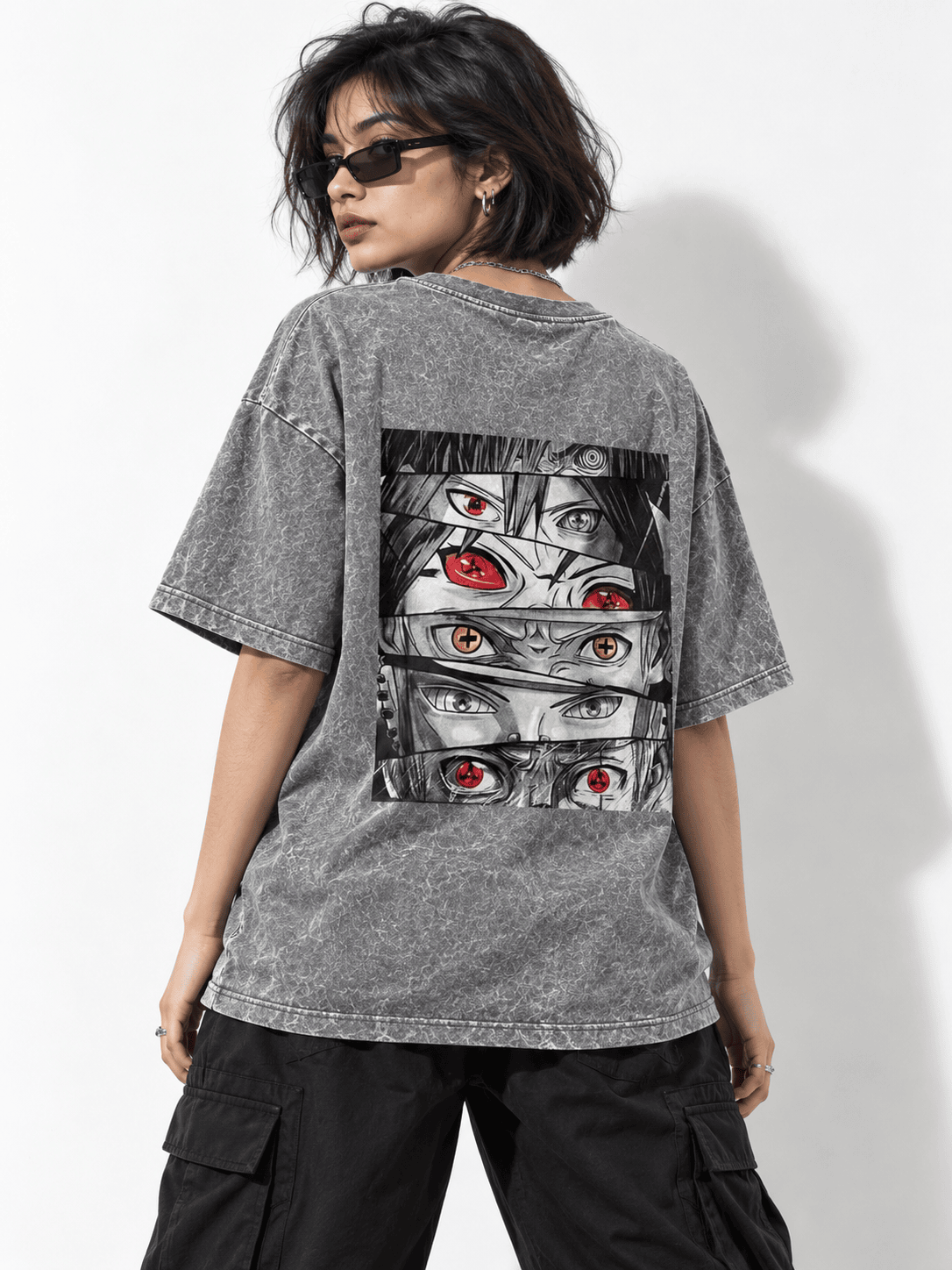 Deez Prints Naruto Eyes Acid Wash Tee — ACID WASH