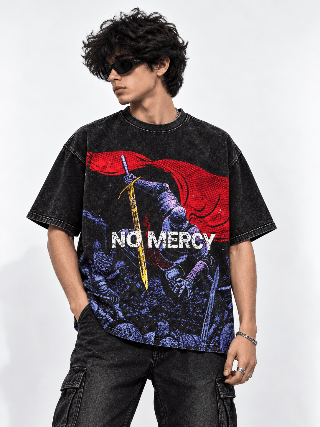 Deez Prints No Mercy Acid Wash Tee — ACID WASH