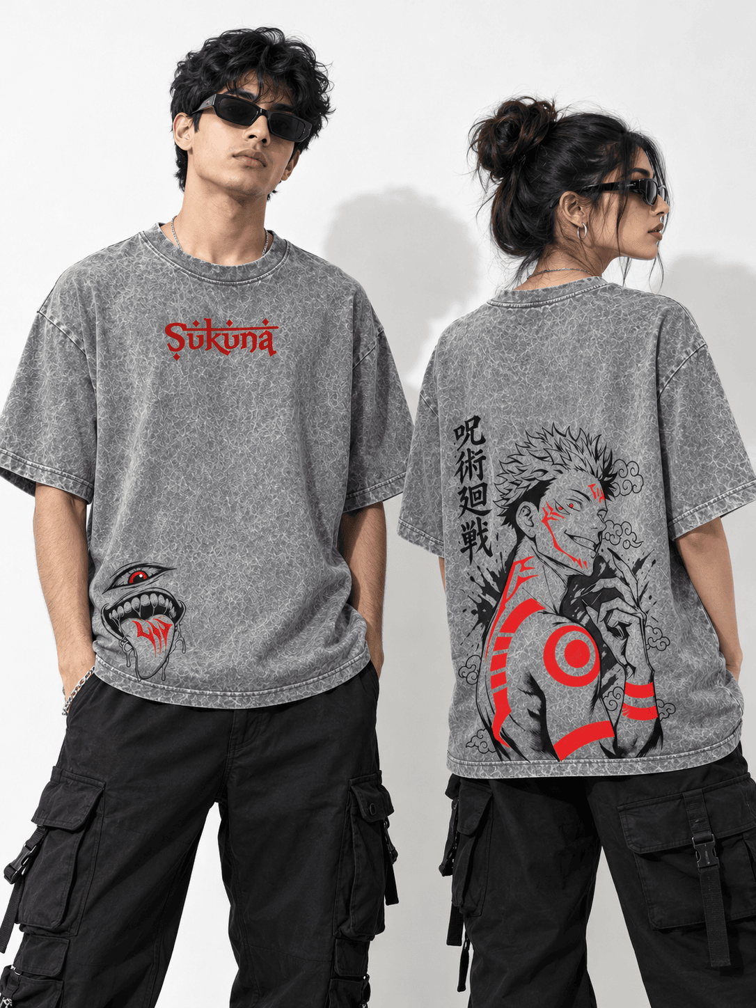 Deez Prints Sukuna Cursed Acid Wash Tee - Mineral Grey Edition — ACID WASH