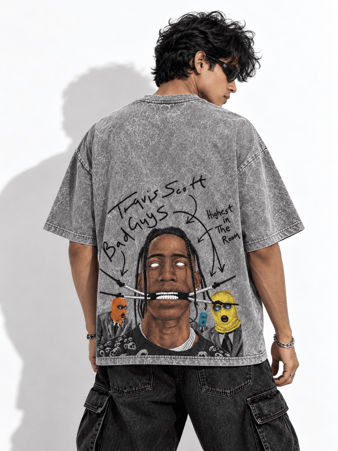 Deez Prints Travis Scott Highest In The Room Acid Wash Tee — ACID WASH