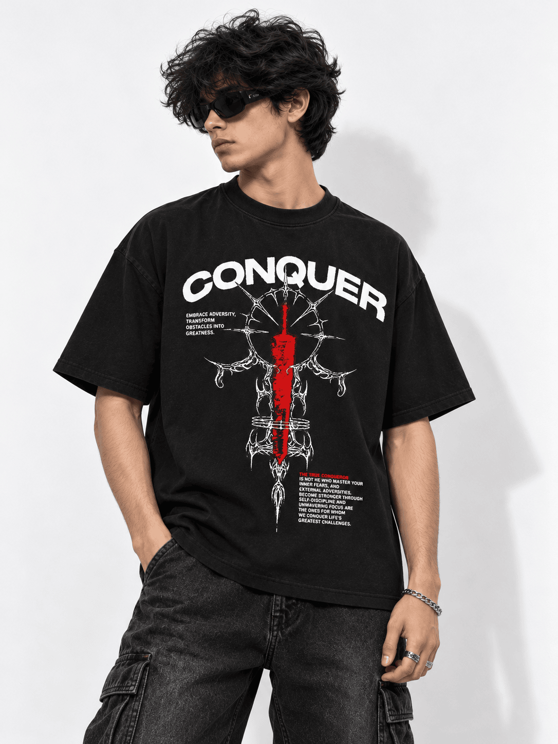 Deez Prints Conquer Drop Shoulder Tee — DROP SHOULDER