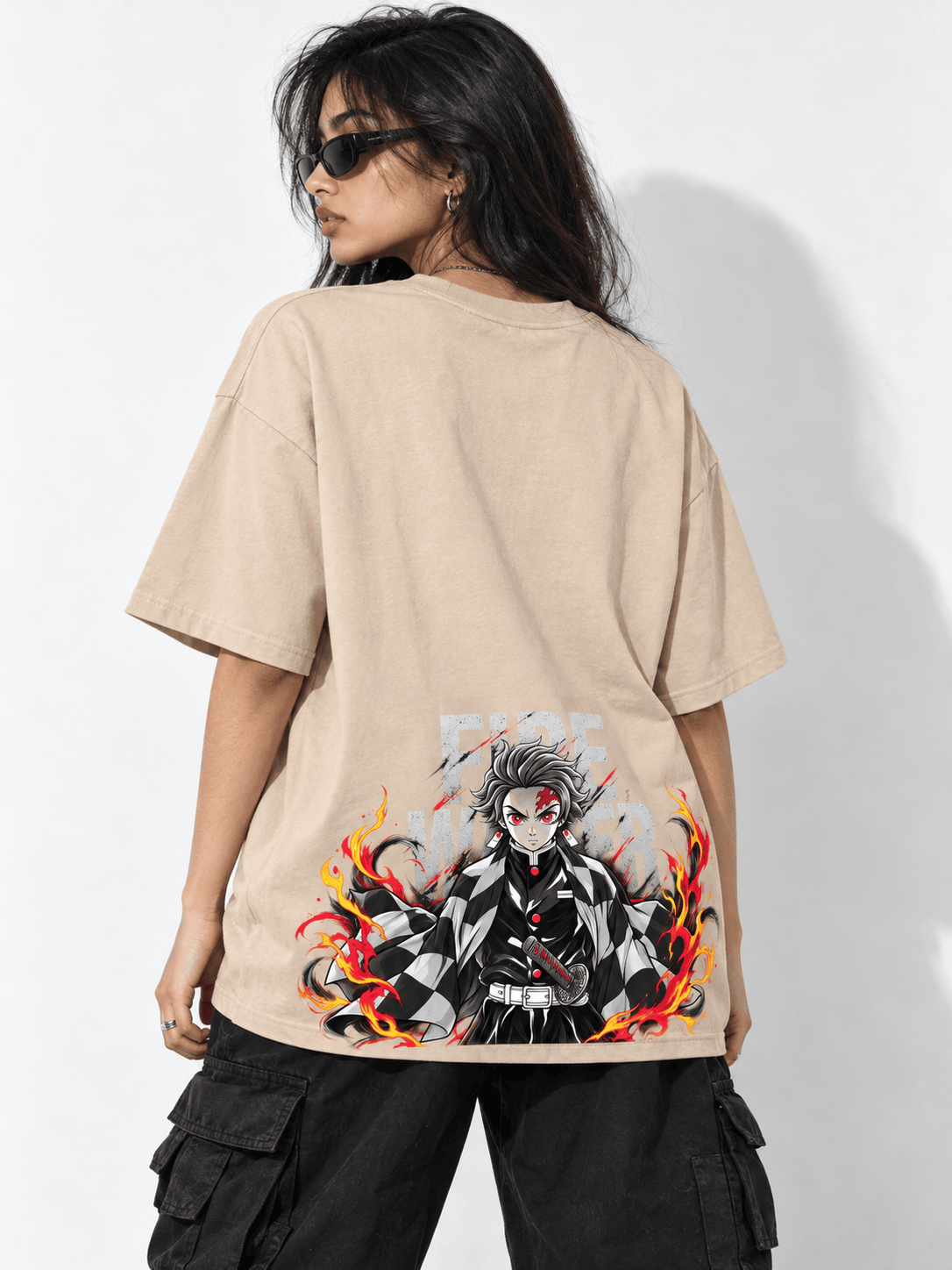 Deez Prints Tanjiro Flame Graphic Drop Shoulder Tee — DROP SHOULDER