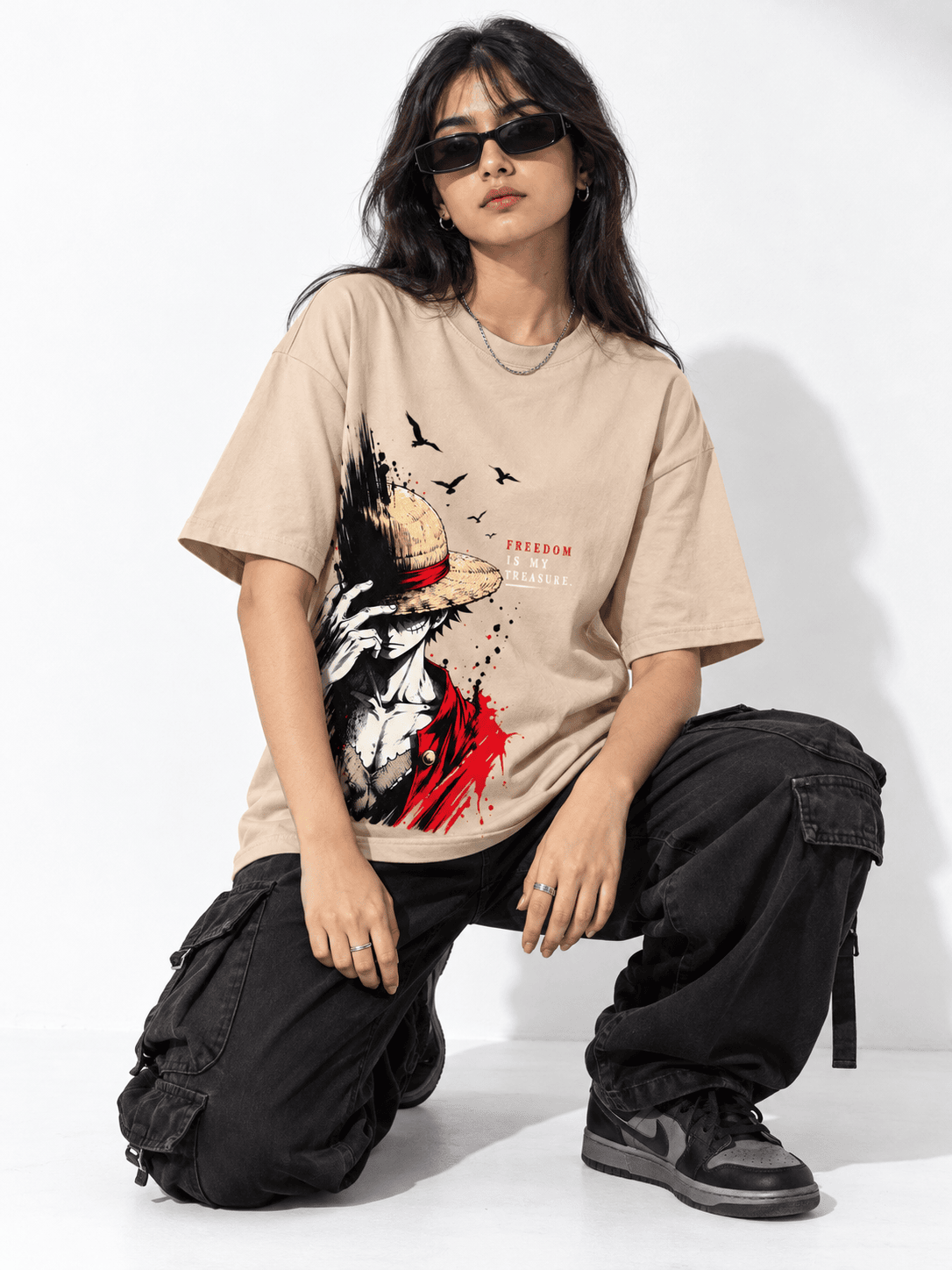 Deez Prints Luffy Freedom Drop Shoulder Tee — DROP SHOULDER