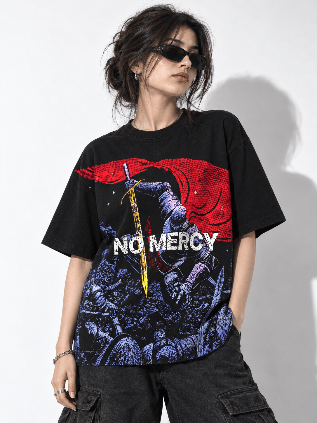 Deez Prints No Mercy Drop Shoulder Tee — DROP SHOULDER