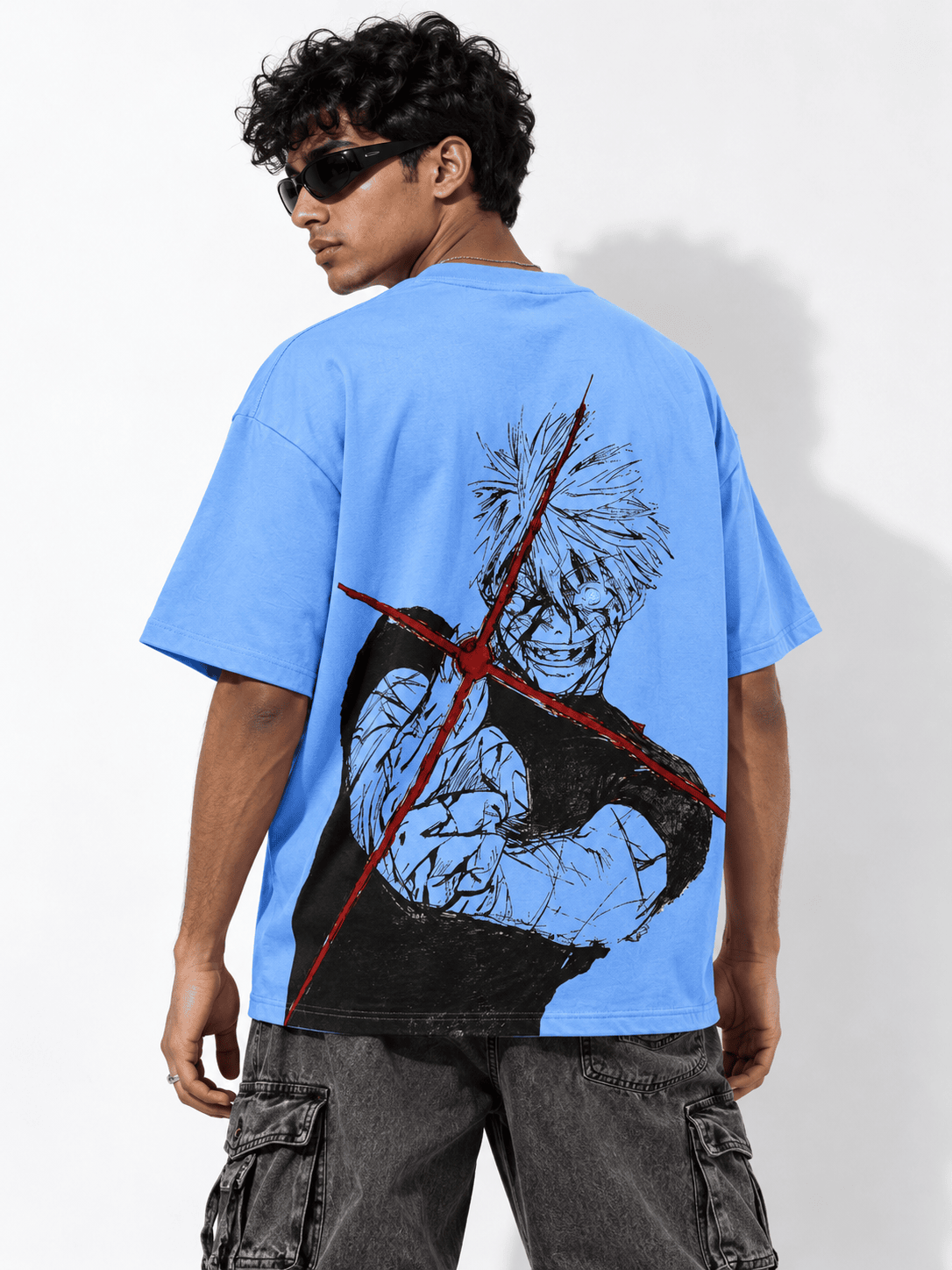 Kaneki Reaper Drop Shoulder Tee on heavyweight 240 GSM drop-shoulder oversized tee — back graphic view