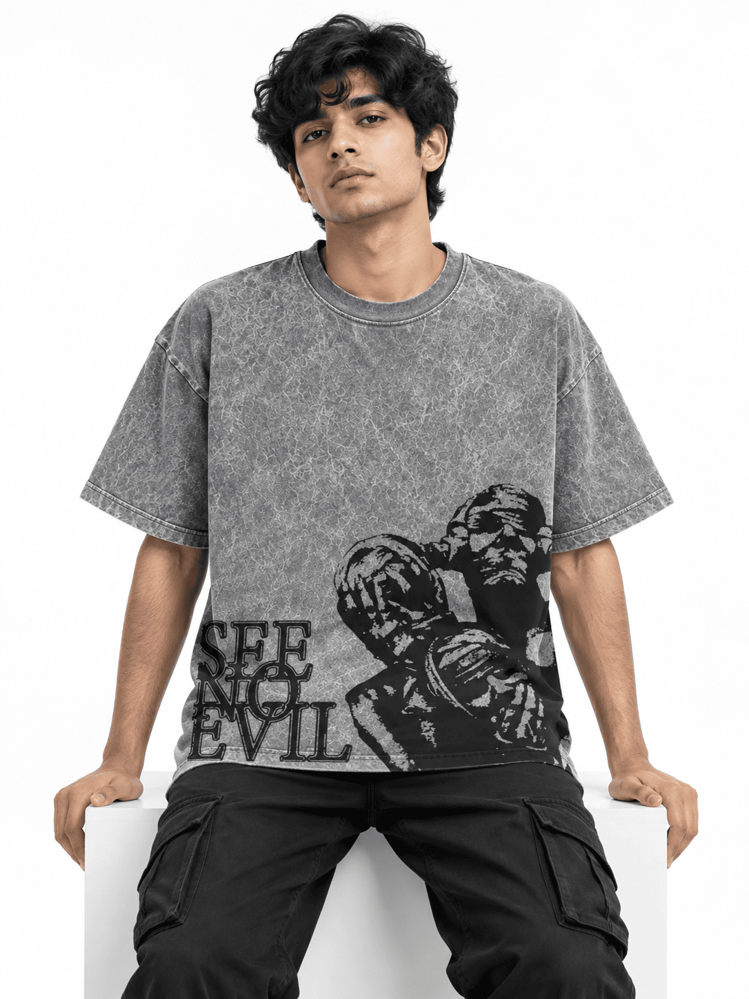 Deez Prints See No Evil Acid Wash Tee — ACID WASH