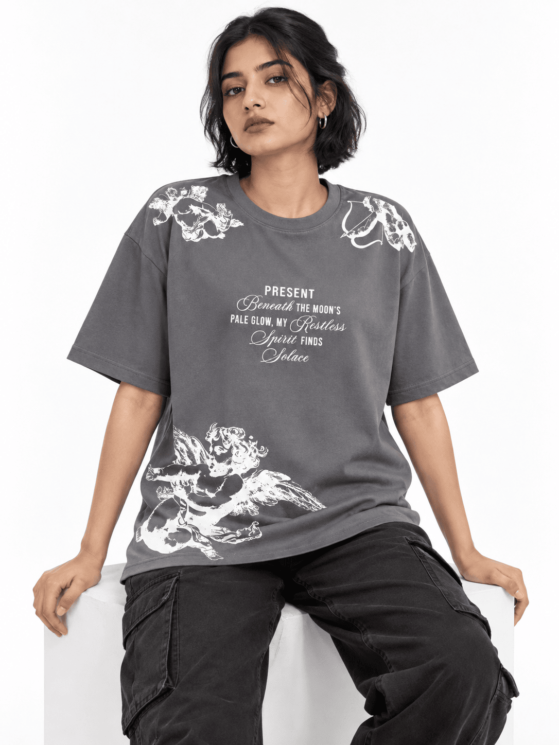 Cupid Vintage Drop Shoulder Tee on heavyweight 240 GSM drop-shoulder oversized tee — front view
