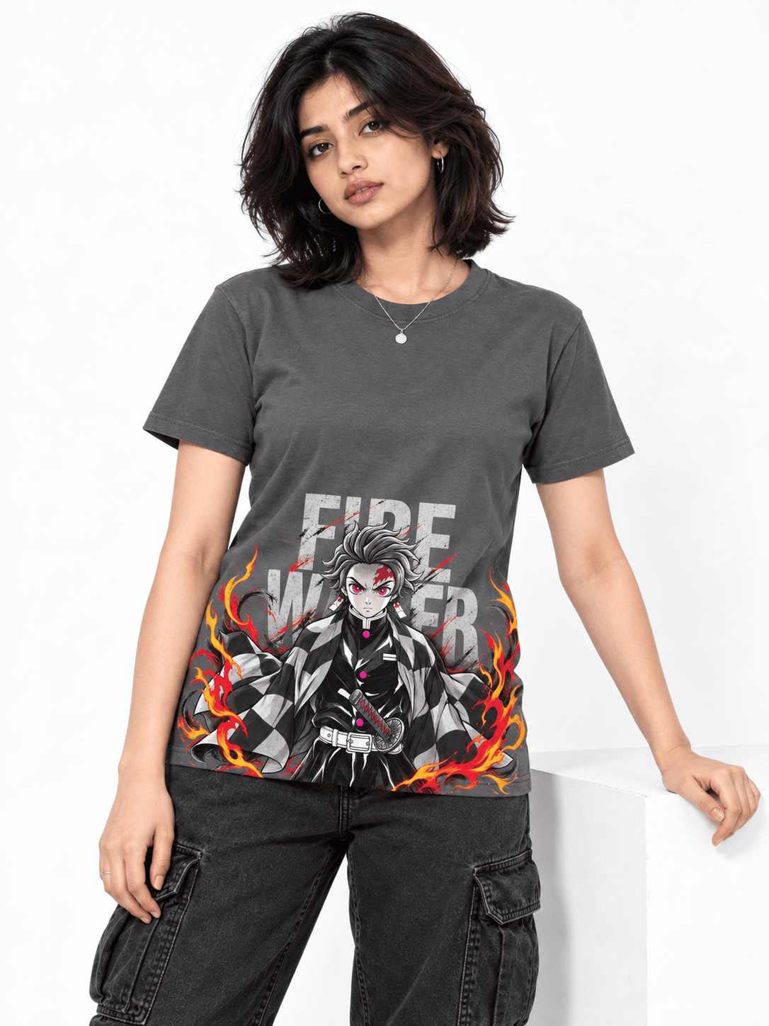 Deez Prints Tanjiro Fire Water Regular Tee — REGULAR