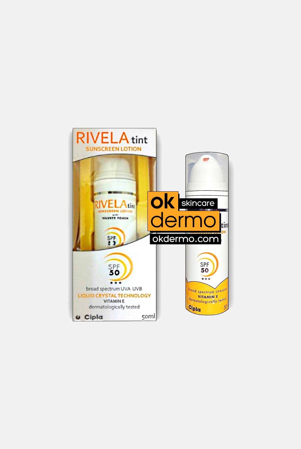 SPF50 Sunscreen Vitamin E 1 Lotion RIVELA Tint® 50ml OKDERMO®