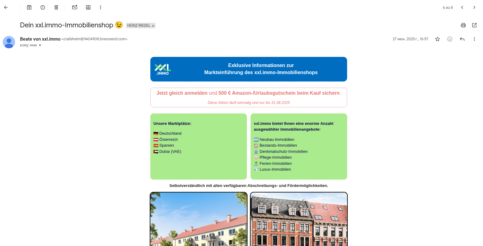 Email layout for a newsletter