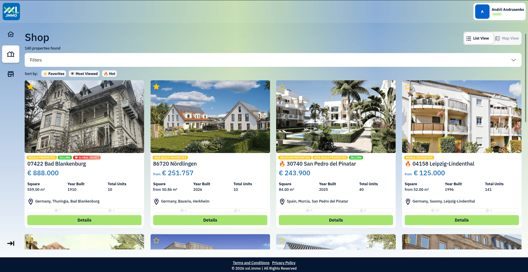 Real estate shopping web-application