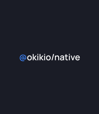 The banner for '@okikio/native'. It just has the text '@okikio/native' in the center, with '@' being blue, the rest of the text being white and the background being black.