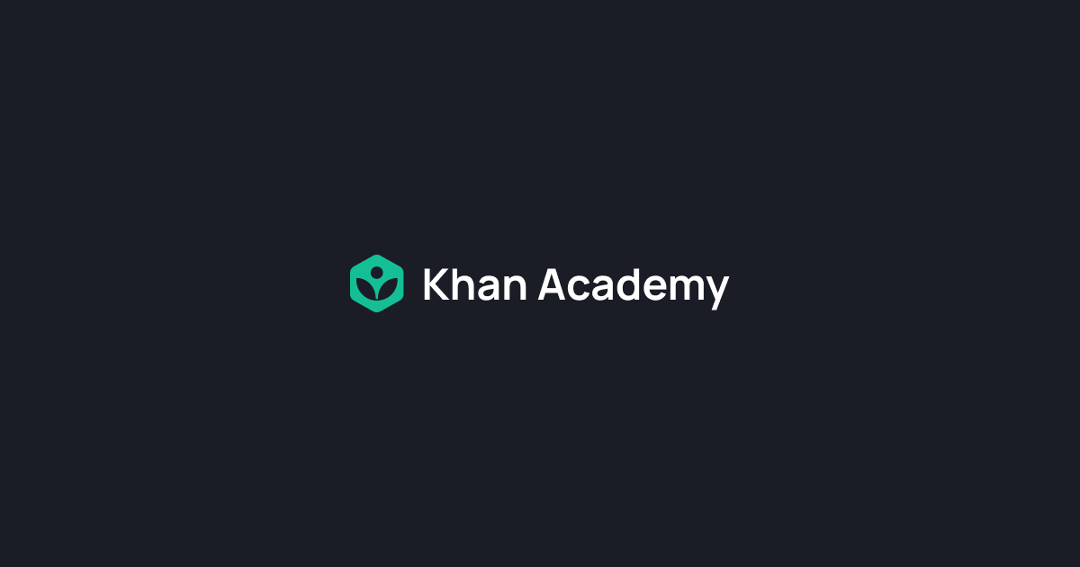 A banner for 'Khan Academy'. It has the Khan Academy logo offset left by a small amount, with the text 'Khan Academy' in the center. The text is white and the background is black. The logo is a green hexagon with a black cartoonified leaf.