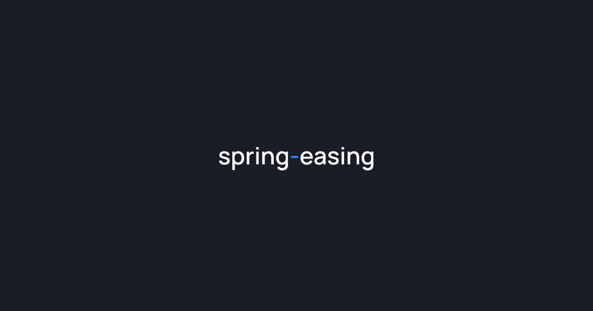 The banner for 'spring-easing'. It just has the text 'spring-easing' in the center, with a blue dash separating the words 'spring' and 'easing', the rest of the text being white and the background being black.