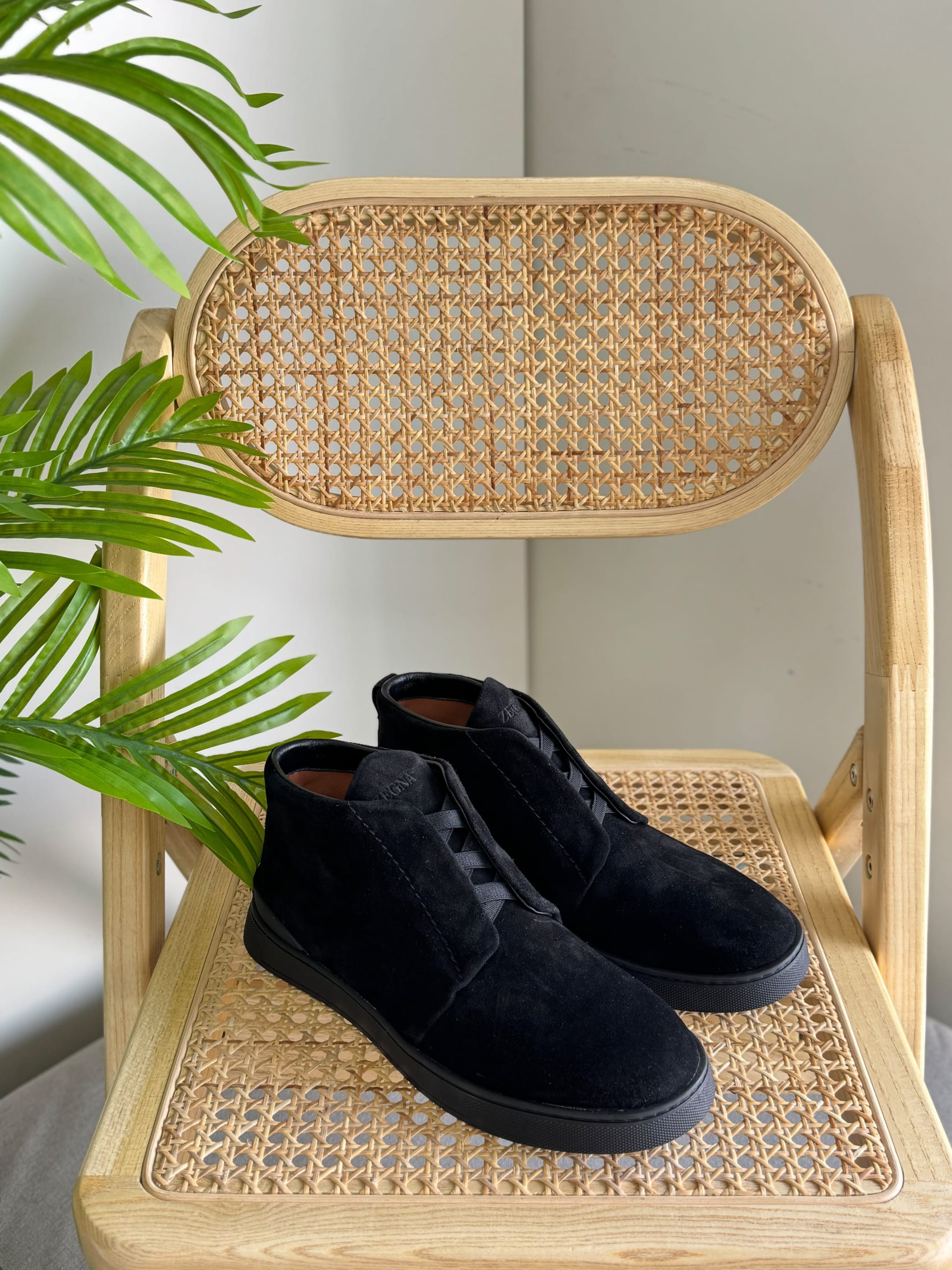 Triple Stitch Suede Mid-Top Sneakers