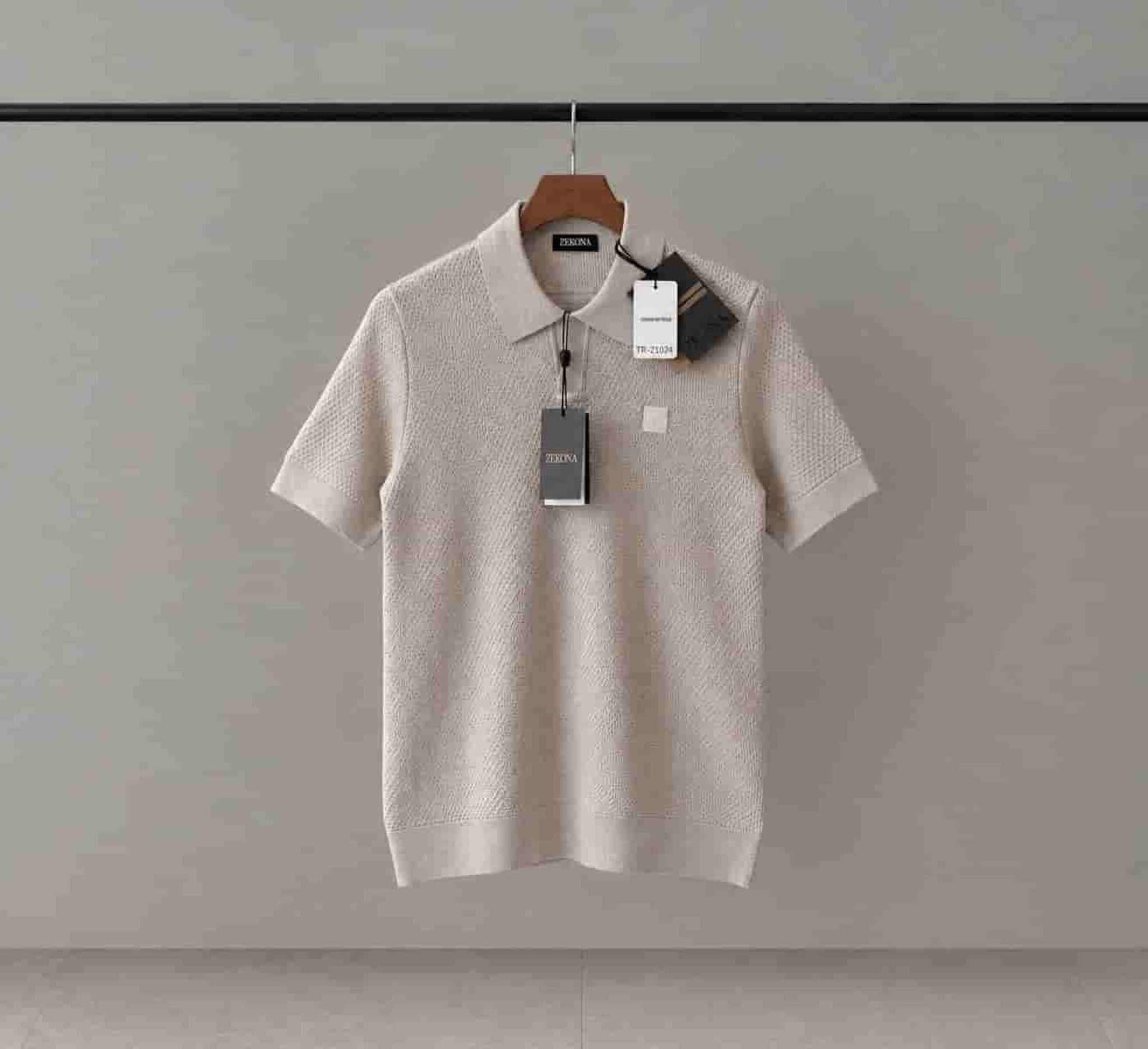 ZEKONA Textured Knit Polo Shirt