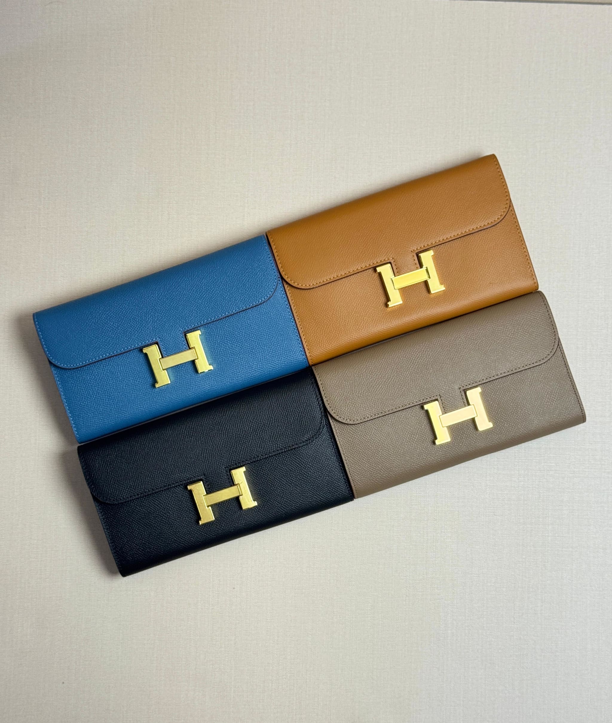 Hermès-Style Leather Constance Long Wallets Collection