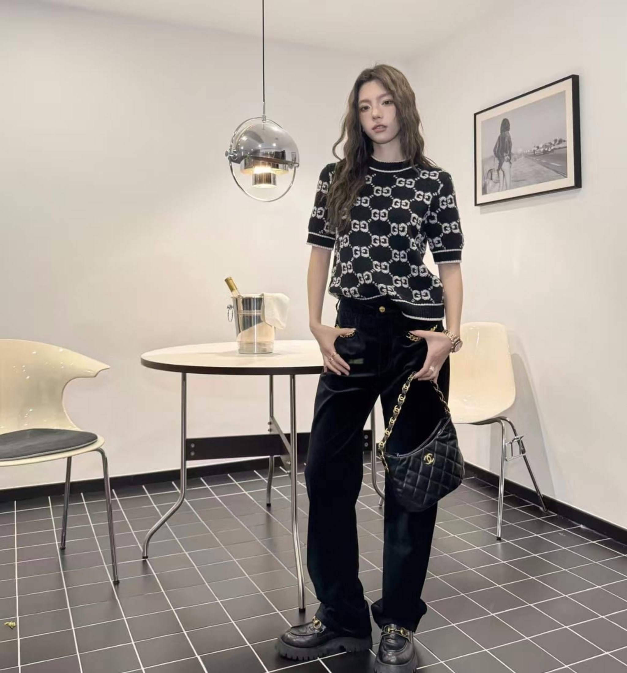 Gucci GG Monogram Knit Short-Sleeve Top