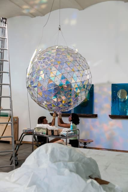 At Studio Olafur Eliasson, working on Care and power sphere, 2016 - Photo: Runa Maya Mørk Huber / Studio Olafur Eliasson 