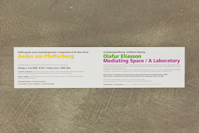 Invitation for A laboratory of mediating space, Aedes am Pfefferberg, Berlin, 2006