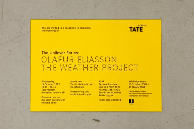 Invitation for Olafur Eliasson: The weather project, 2003, Turbine Hall Tate Modern, London, 2003-2004