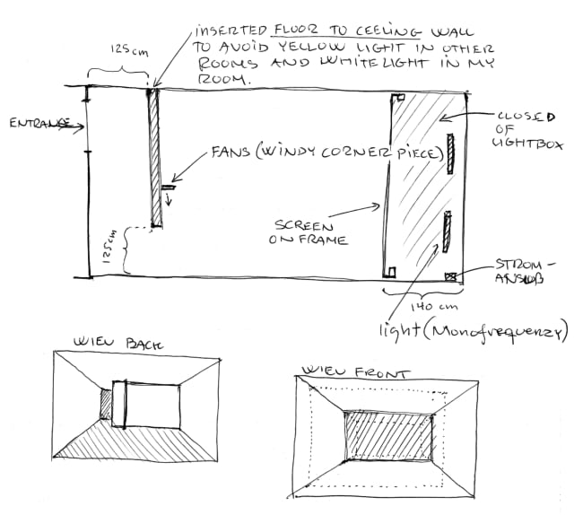 Sketch for Room for one colour and windy corner, 1997