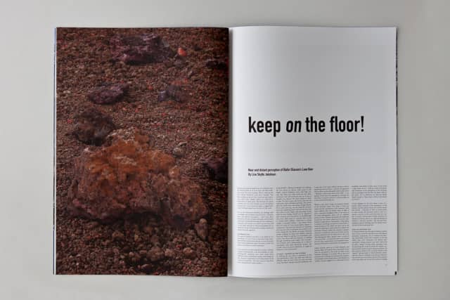 Spread from Olafur Eliasson: Den trekantede himmel & Lava floor, edited by Gitte Ørskou, Stinna Toft Hald, Aalborg, Denmark 2013