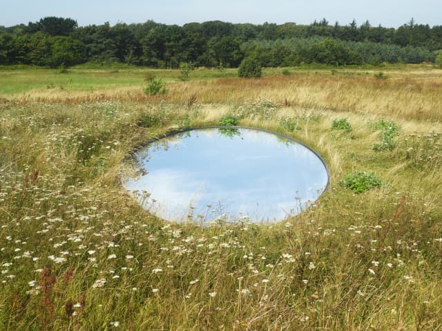 Your glacial expectations, 2012 (2012). Study of an elliptical mirror, part of a site-specific installatio - Kvadrat headquarters, Ebeltoft, Denmark – 2016 - Photo: Casper Sejersen