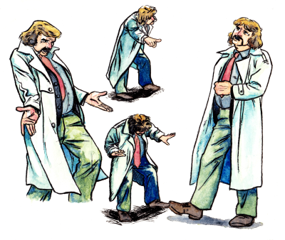 Poza të ndryshme të të njëjtit personazh nga "Quo Vadis" të vizatuara me bojëra uji