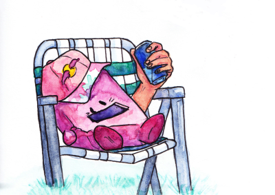 Ludvig Kirbi ulur në karrigen e tij në "The Yard" me një kanaçe në dorë