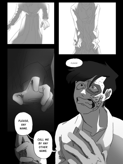 Janusi nga "Sanders Sides" duke zgjatur duart në dridhje drejt dikujt në dëshpërim