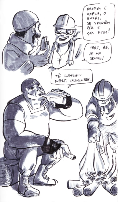 Inxhinieri, Heavy, dhe Demoman nga "Team Fortress 2" duke ngrënë kërnacka