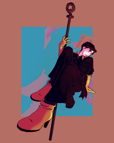 Vizatim i Janusit nga "Sanders Sides" ulur duke mbajtur shkopin e tij