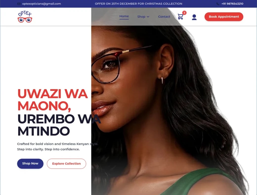 Optex Opticians — E-commerce, inventory & AR try-on