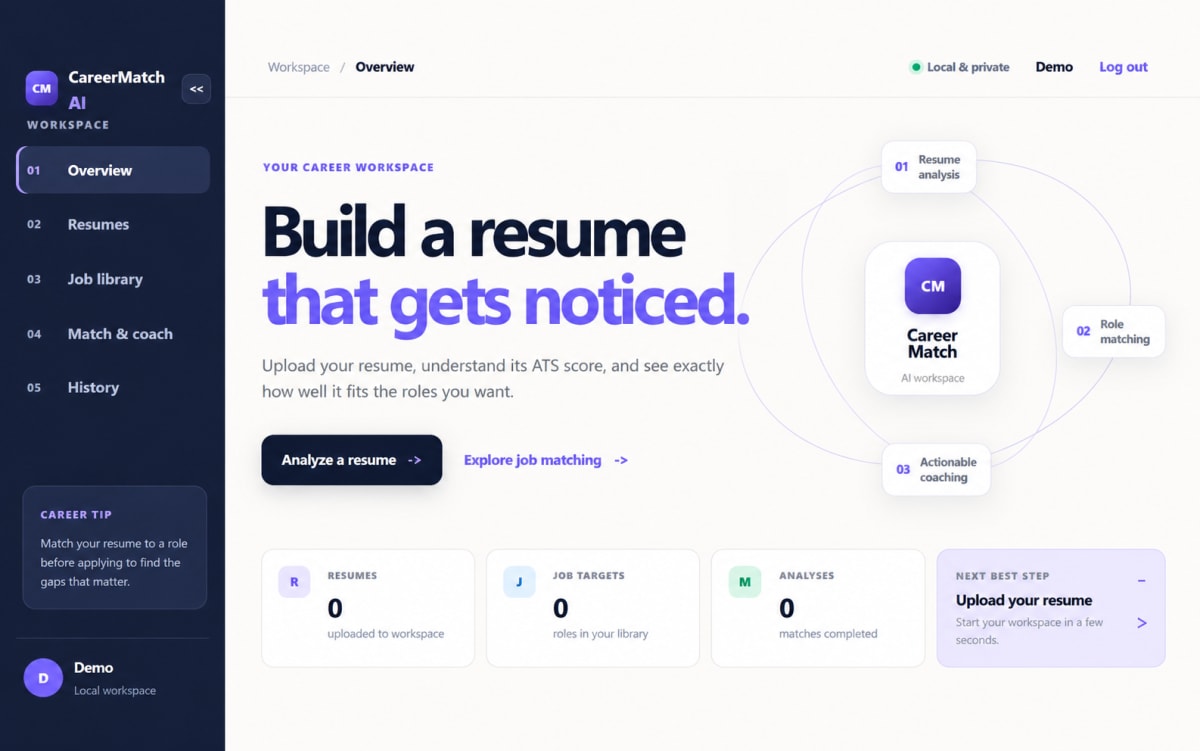 CareerMatch AI – Intelligent Resume Analysis and Job Matching System thumbnail