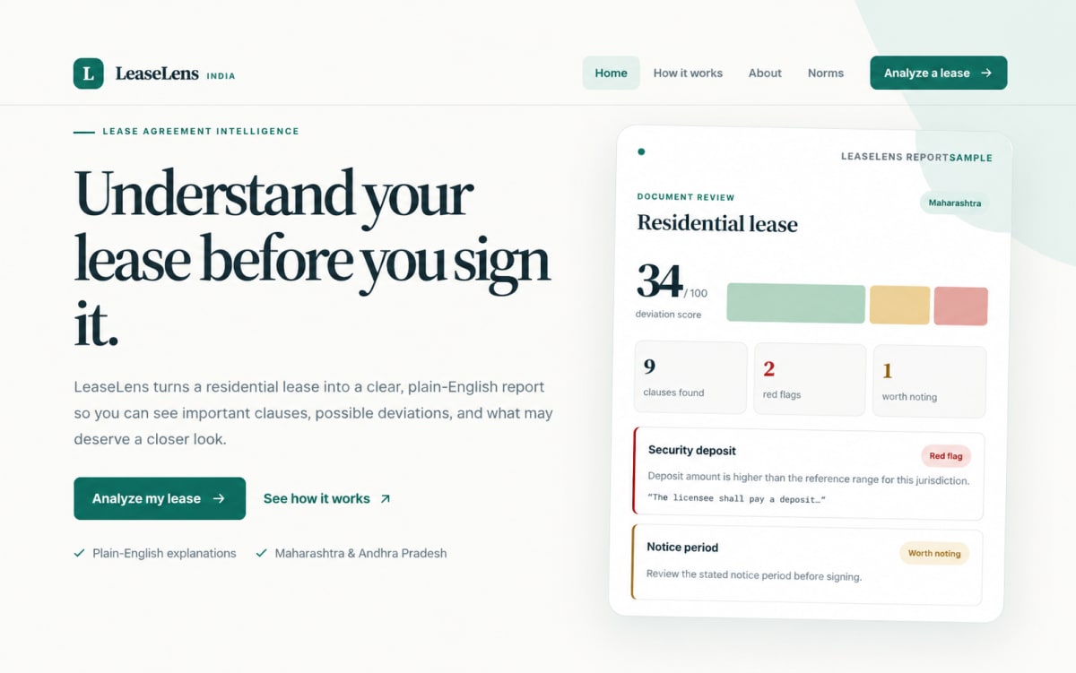 LeaseLens – AI-Powered Lease Agreement Analyzer thumbnail