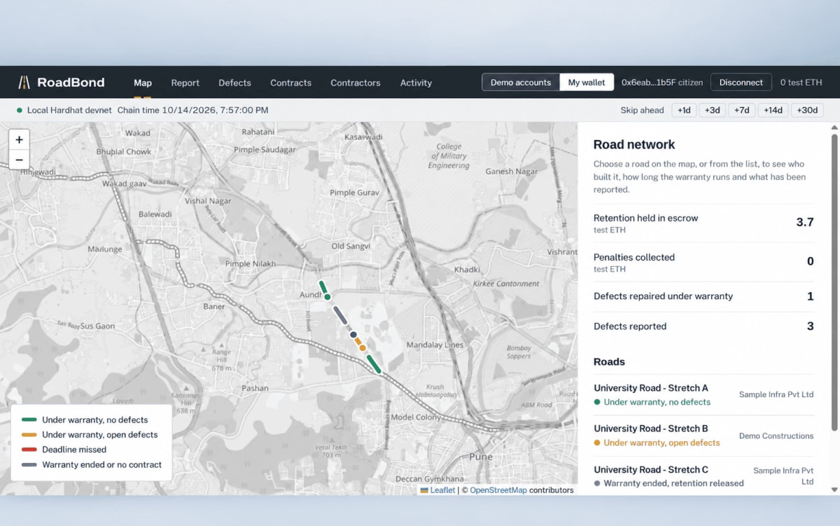 RoadBond: Holding Road Contractors Accountable, On the Blockchain thumbnail